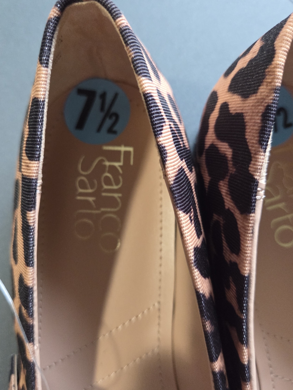 Franco Sarto Leopard Print Mary Jane Flats - Tan/Black - Picture 2 of 5